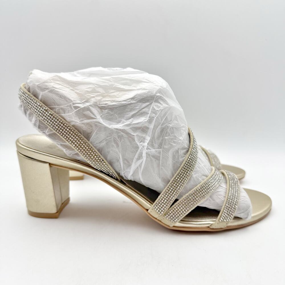 Naturalizer Womens Vanessa Sandal Heels Size 8 Gold Champagne Rhinestone NIB - Picture 4 of 13